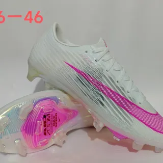 Nike Mercurial Vapor أحذية كرة قدم أبيض وردي فلايويف أرضية شفافة متلألئة أرضية صلبة