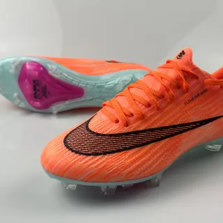 Nike Orange Black Flyweave Knit Upper Ribbed Texture Firm-Ground Soccer Shoes