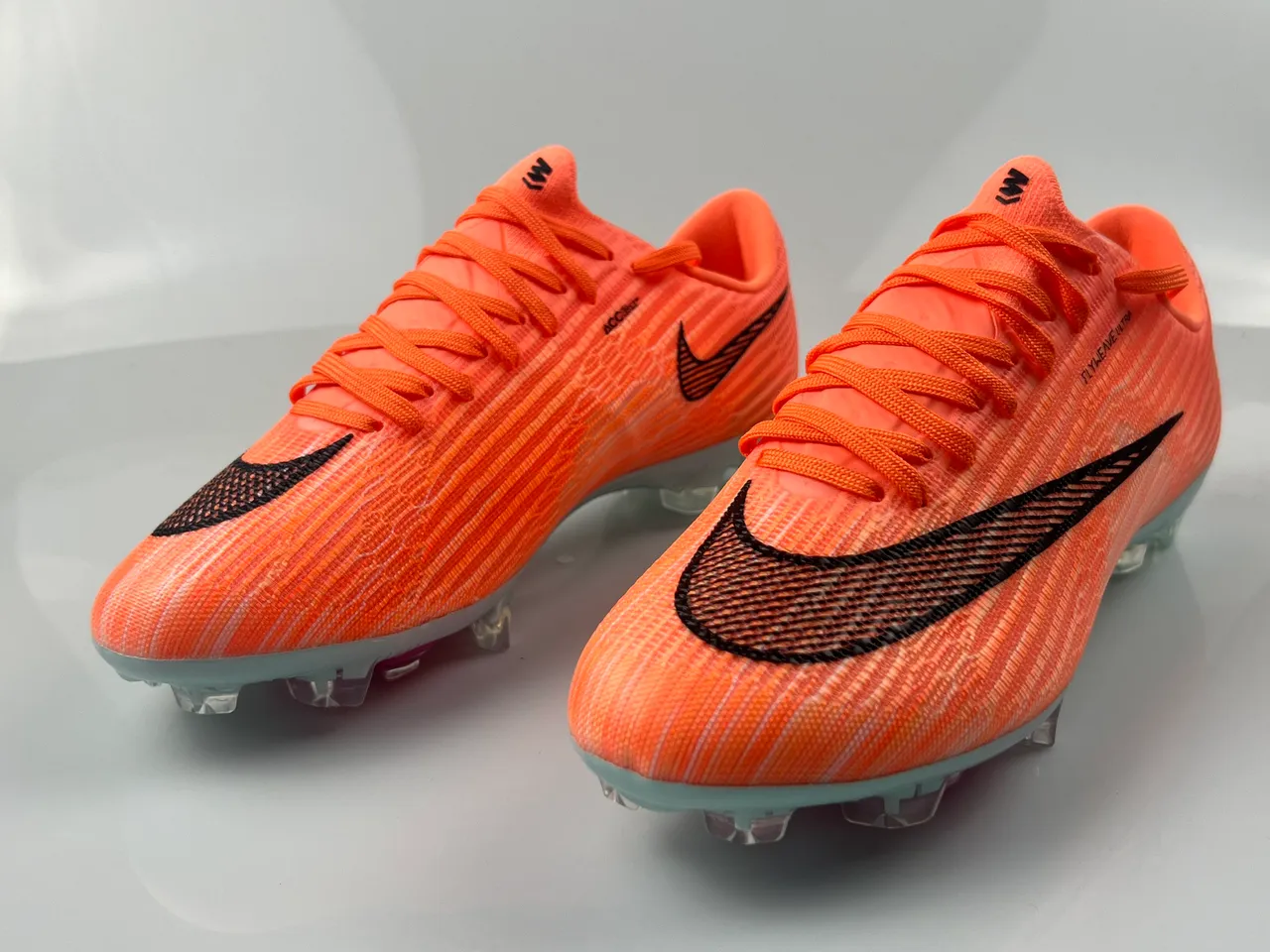 Nike Orange Black Flyweave Knit Upper Ribbed Texture Firm-Ground Soccer Shoes 3