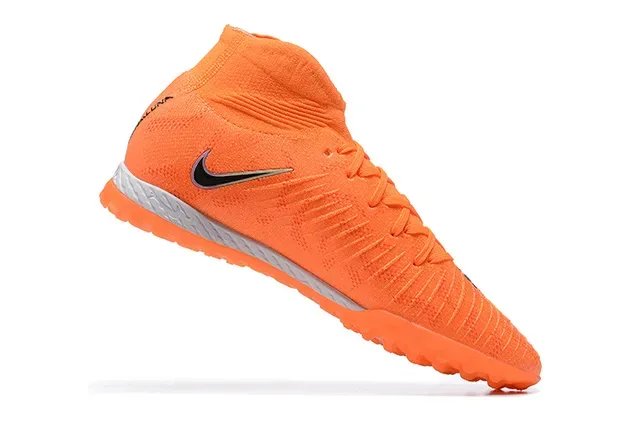 Nike Orange Black High-Top Knit Upper Conical Turf Studs Artificial-Grass Soccer Shoes 3