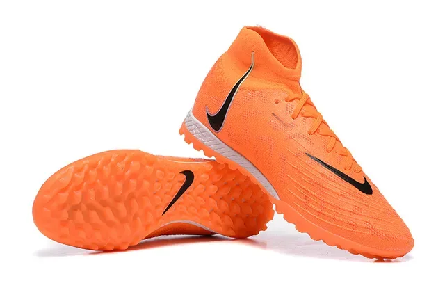 Nike Orange Black High-Top Knit Upper Conical Turf Studs Artificial-Grass Soccer Shoes 6