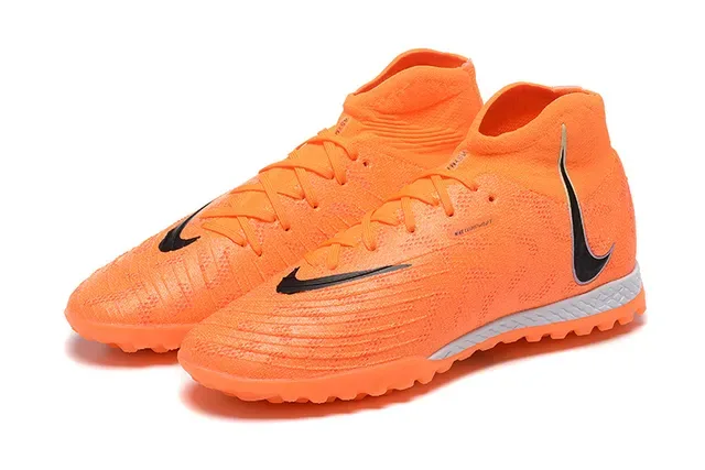 Nike Orange Black High-Top Knit Upper Conical Turf Studs Artificial-Grass Soccer Shoes 8