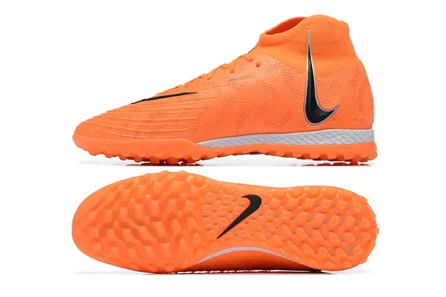 Nike Orange Black High-Top Knit Upper Conical Turf Studs Artificial-Grass Soccer Shoes 9