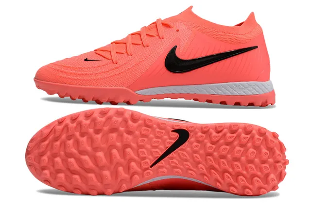 Nike Zapatillas de fútbol naranja y negro con upper de punto, cuello bajo para césped artificial 6