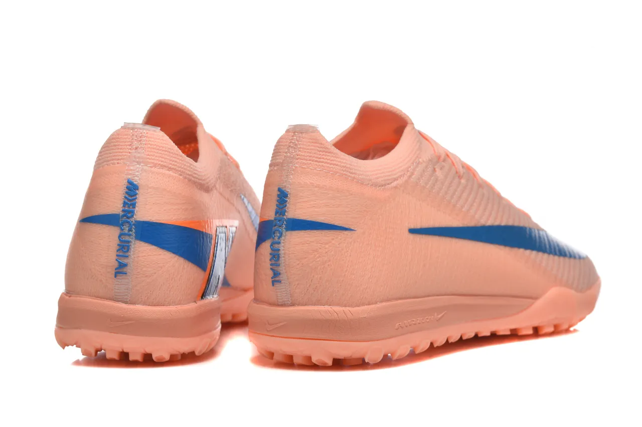 Nike Chaussures de football turf avec upper en knit orange et bleu et col bas 5