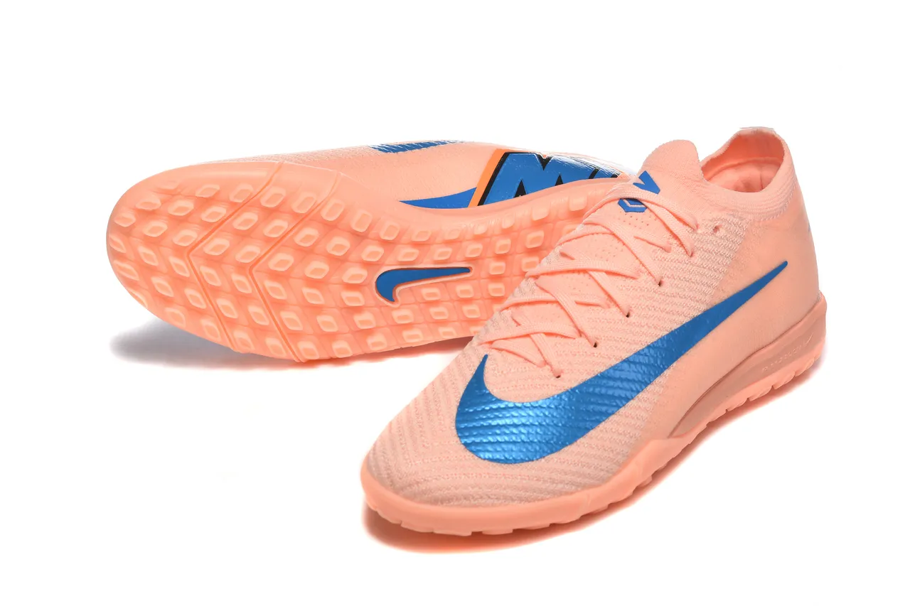 Nike Chaussures de football turf avec upper en knit orange et bleu et col bas 6