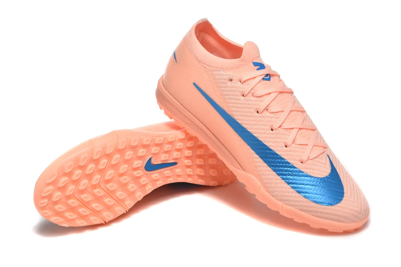 Nike Chaussures de football turf avec upper en knit orange et bleu et col bas 7