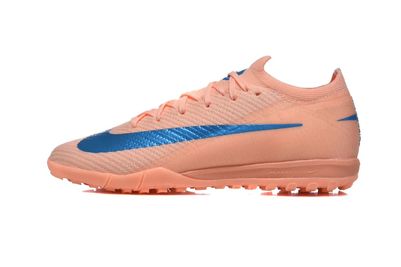 Nike Chaussures de football turf avec upper en knit orange et bleu et col bas 10