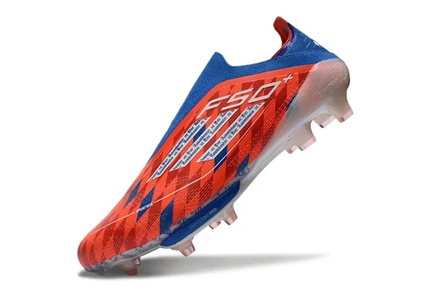 Nike Chaussures de football orange bleu col de chaussette semelle translucide pour terrain ferme 3