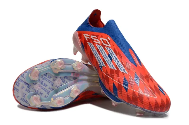 Nike Chaussures de football orange bleu col de chaussette semelle translucide pour terrain ferme 4