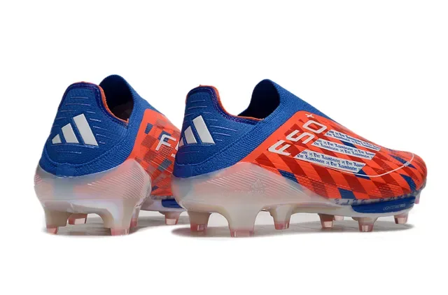Nike Chaussures de football orange bleu col de chaussette semelle translucide pour terrain ferme 5