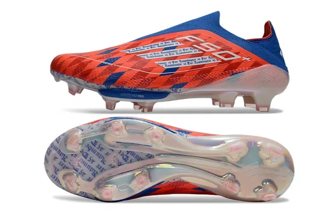 Nike Chaussures de football orange bleu col de chaussette semelle translucide pour terrain ferme 6