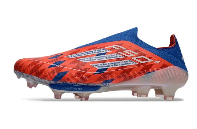 Nike Chaussures de football orange bleu col de chaussette semelle translucide pour terrain ferme 7