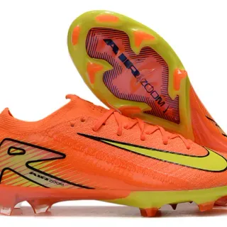Nike Orange Yellow Knit Upper Molded TPU Cage Firm-Ground Soccer Shoes