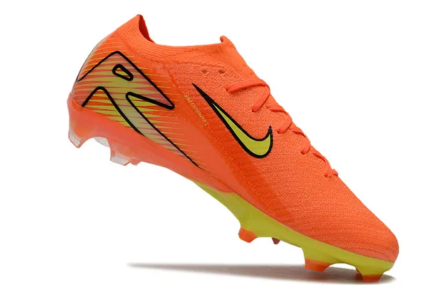 Nike Orange Yellow Knit Upper Molded TPU Cage Firm-Ground Soccer Shoes 2