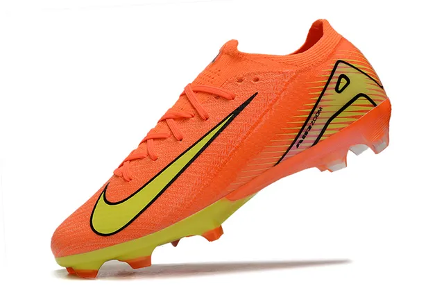 Nike Orange Yellow Knit Upper Molded TPU Cage Firm-Ground Soccer Shoes 3