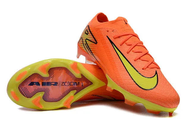 Nike Orange Yellow Knit Upper Molded TPU Cage Firm-Ground Soccer Shoes 4
