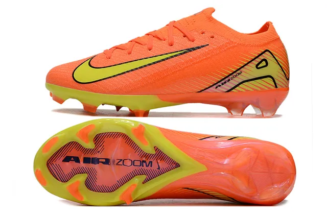Nike Orange Yellow Knit Upper Molded TPU Cage Firm-Ground Soccer Shoes 6