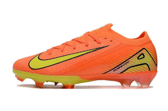 Nike Orange Yellow Knit Upper Molded TPU Cage Firm-Ground Soccer Shoes 7