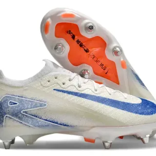 Nike Phantom GT Beige Blue Knit Upper Translucent Sole Firm-Ground Soccer Shoes