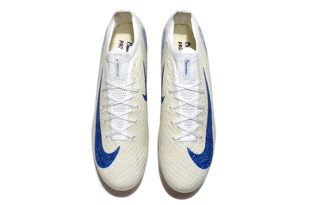 Nike Phantom GT Beige Blue Knit Upper Translucent Sole Firm-Ground Soccer Shoes 2
