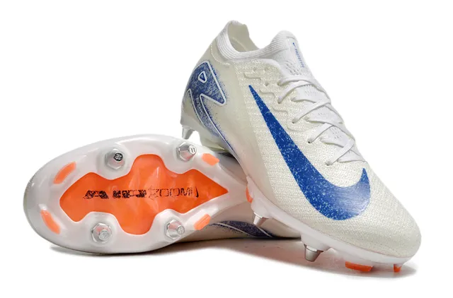 Nike Phantom GT Beige Blue Knit Upper Translucent Sole Firm-Ground Soccer Shoes 3