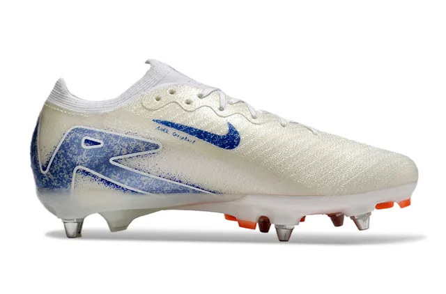 Nike Phantom GT Beige Blue Knit Upper Translucent Sole Firm-Ground Soccer Shoes 7