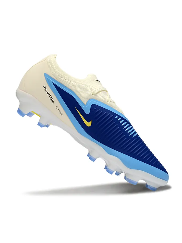 Nike Phantom GT Beige Blue Low-Cut Knit Upper Firm-Ground Soccer Shoes 2