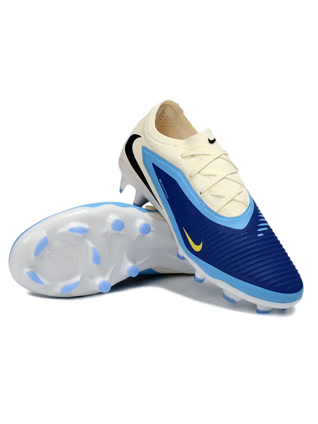 Nike Phantom GT Beige Blue Low-Cut Knit Upper Firm-Ground Soccer Shoes 4