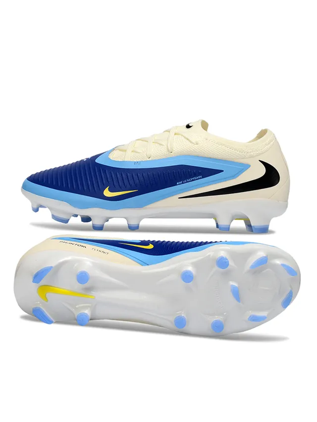 Nike Phantom GT Beige Blue Low-Cut Knit Upper Firm-Ground Soccer Shoes 6