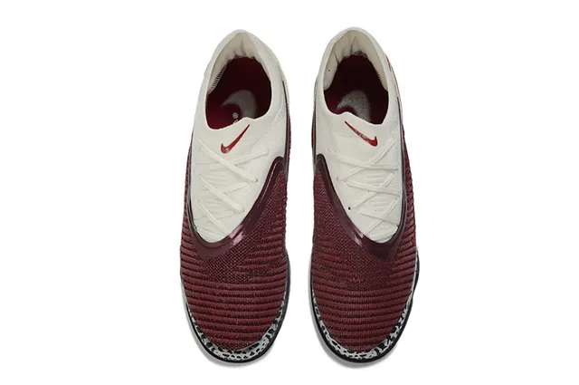 Nike Phantom GT Beige Burgundy Knit Upper Asymmetric Lacing Firm-Ground Soccer Shoes 2