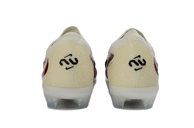 Nike Phantom GT Beige Burgundy Knit Upper Asymmetric Lacing Firm-Ground Soccer Shoes 4