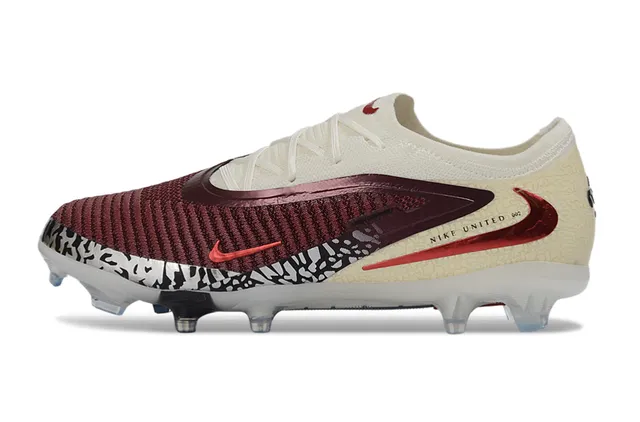 Nike Phantom GT Beige Burgundy Knit Upper Asymmetric Lacing Firm-Ground Soccer Shoes 8