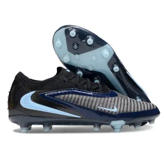 Nike Phantom GT Black Blue Knit Upper Glossy Synthetic Cage Firm-Ground Soccer Shoes