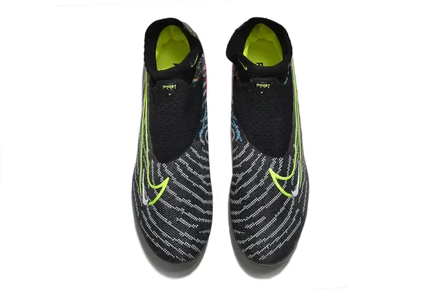 Nike Phantom GT Noir Vert Knit Upper Col Sock-Fit Firm-Ground Chaussures de Football 3
