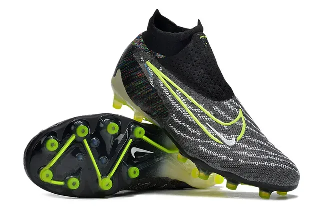 Nike Phantom GT Noir Vert Knit Upper Col Sock-Fit Firm-Ground Chaussures de Football 4