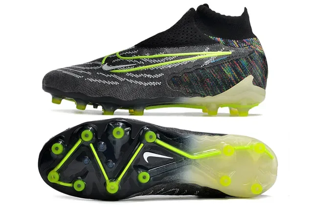 Nike Phantom GT Noir Vert Knit Upper Col Sock-Fit Firm-Ground Chaussures de Football 6
