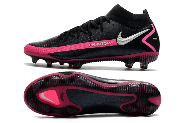 Nike Phantom GT Black Pink gola de meia parte superior sintética texturizada sola para terreno firme sapatos de futebol 2