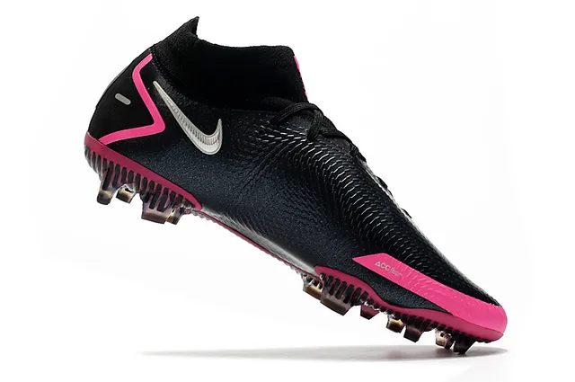 Nike Phantom GT Black Pink gola de meia parte superior sintética texturizada sola para terreno firme sapatos de futebol 3