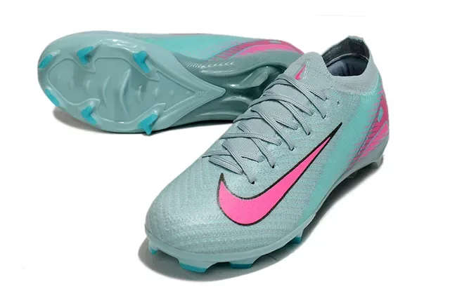 Nike Phantom GT Tênis de Futebol Azul Rosa Upper de malha Colar baixo Firm-Ground 3