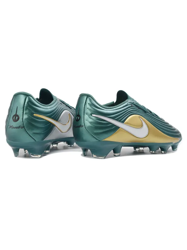 Nike Phantom GT Green Gold Ribbed Synthetic Upper Metallic Finish Firm-Ground Soccer Shoes 3