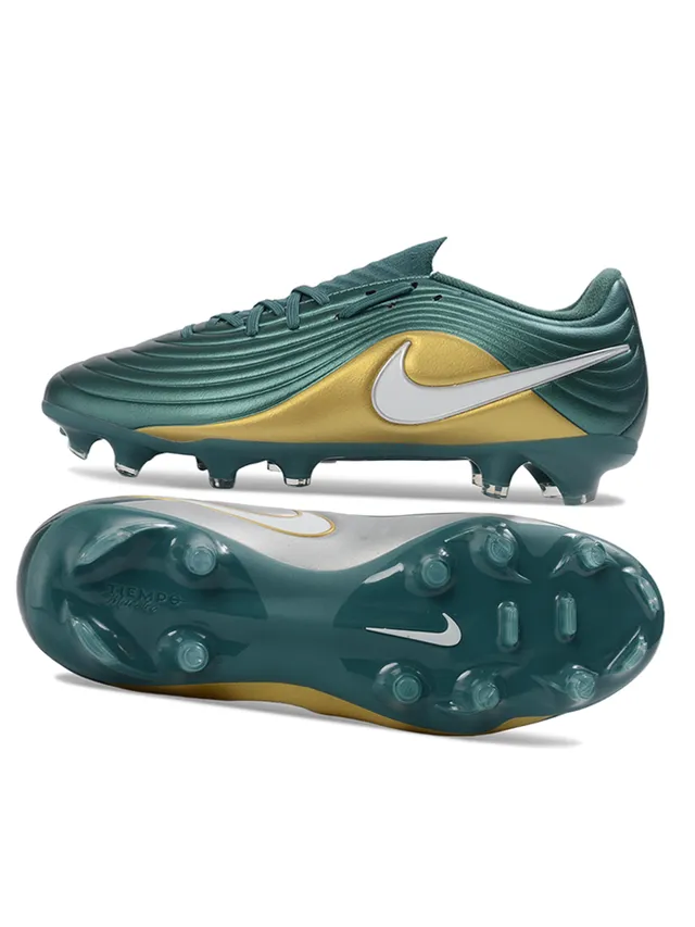 Nike Phantom GT Green Gold Ribbed Synthetic Upper Metallic Finish Firm-Ground Soccer Shoes 4