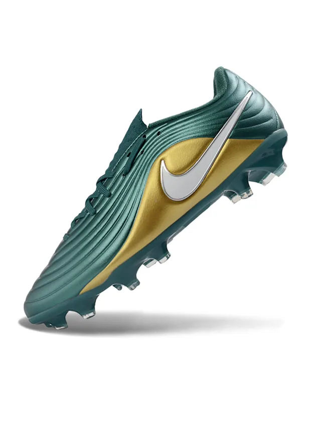 Nike Phantom GT Green Gold Ribbed Synthetic Upper Metallic Finish Firm-Ground Soccer Shoes 7