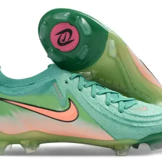 Nike Phantom GT Green Orange Low-Cut Knit Upper Asymmetric Lacing Firm-Ground Soccer Shoes