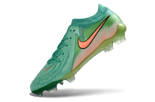 Nike Phantom GT Green Orange Low-Cut Knit Upper Asymmetric Lacing Firm-Ground Soccer Shoes 3