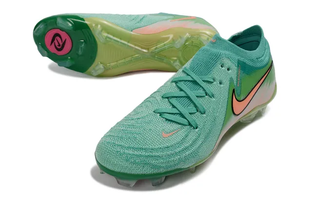 Nike Phantom GT Green Orange Low-Cut Knit Upper Asymmetric Lacing Firm-Ground Soccer Shoes 4