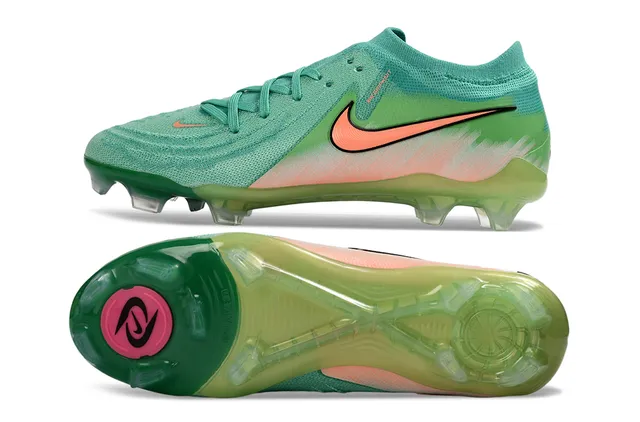 Nike Phantom GT Green Orange Low-Cut Knit Upper Asymmetric Lacing Firm-Ground Soccer Shoes 6