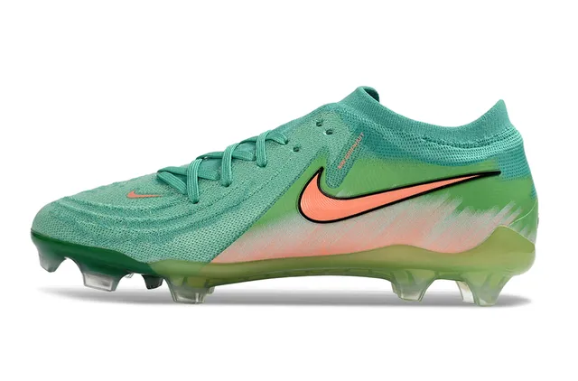 Nike Phantom GT Green Orange Low-Cut Knit Upper Asymmetric Lacing Firm-Ground Soccer Shoes 7