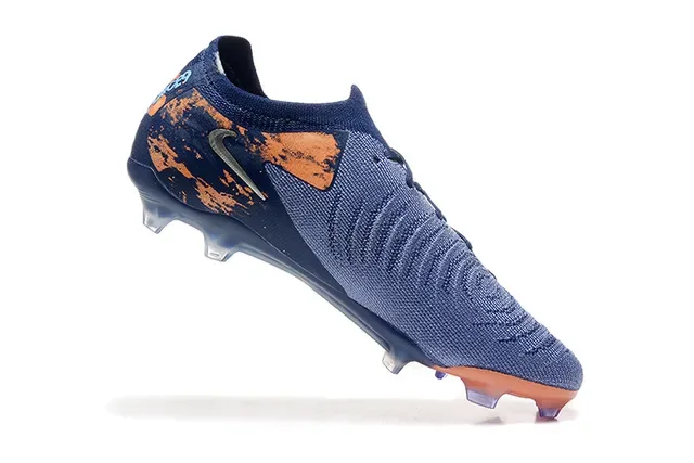 Nike Phantom GT Navy Orange Knit Upper Asimétrico Lacing Firm-Ground Sapatos de Futebol 4