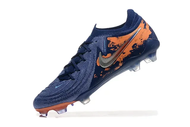 Nike Phantom GT Navy Orange Knit Upper Asimétrico Lacing Firm-Ground Sapatos de Futebol 5